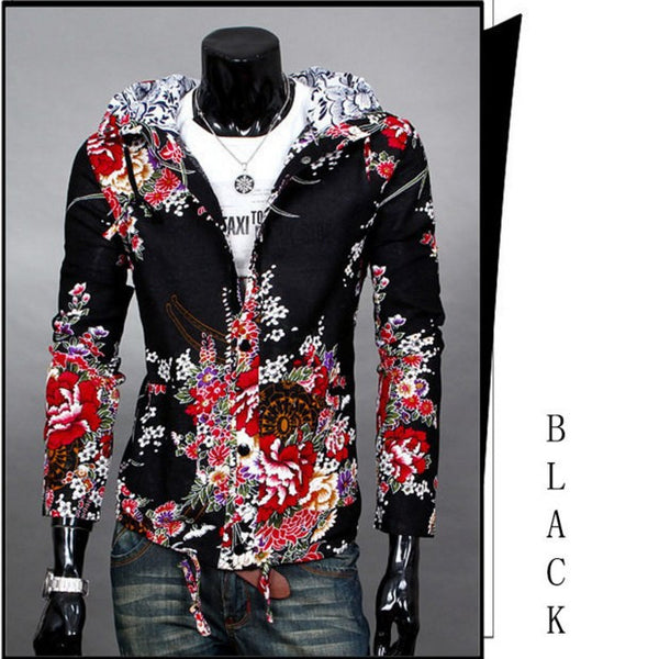 Floral Printed Hooded Jacket